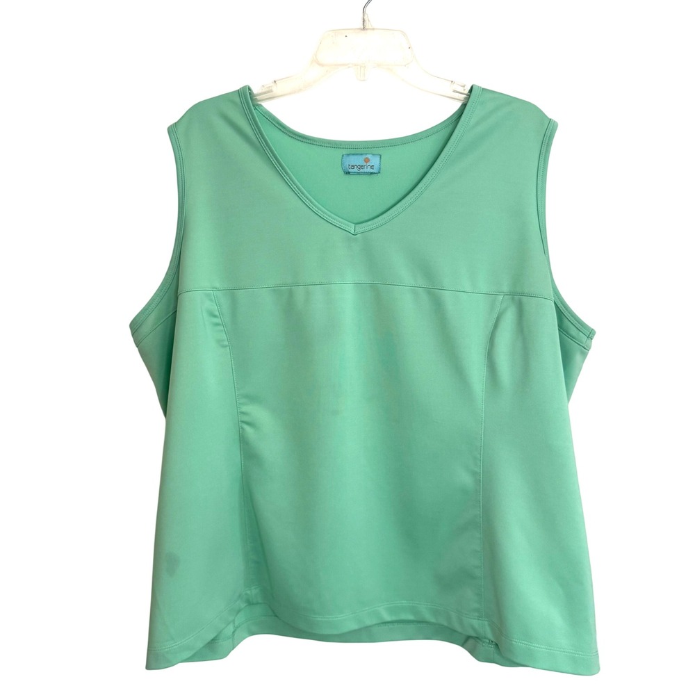 Active Workout Tank Top Mint Green Performance Tangerine V-Neck Sporty XL Women
